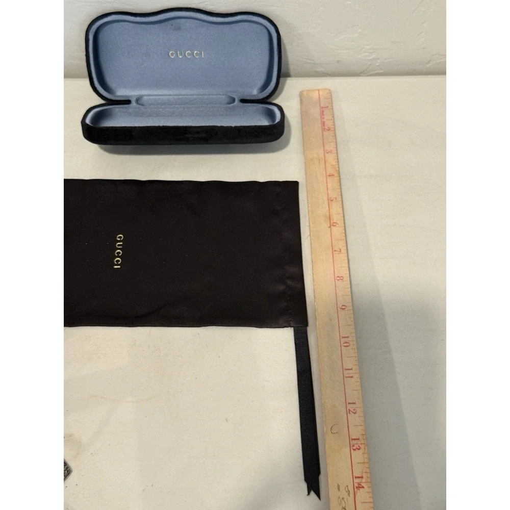 Gucci Sunglasses Eyeglasses Hard Shell  Black W/ Blue Velvet Case & Pouch